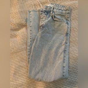 Zara button fly, ripped jeans size 0